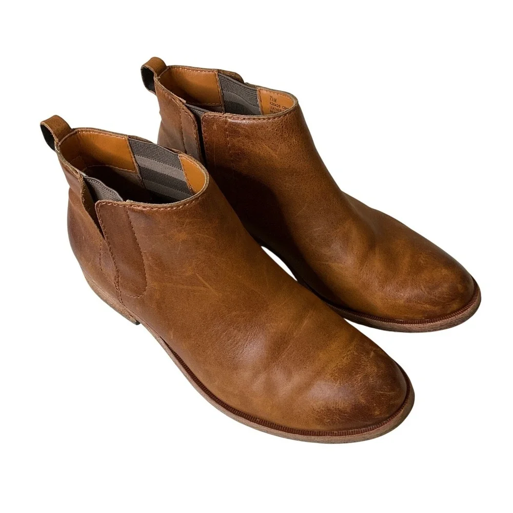 Kork Ease Velma‎ Leather Flat Chelsea Ankle Booties Western Cowgirl Rodeo 7.5